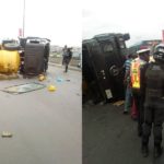 Truck Conveying Excreta Falls In Lagos, Spills Content On Road (PHOTOS)