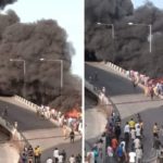 BREAKING: One Dead As Fire Guts Oando Fuel Station In Lagos (Photos & Video)